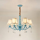 Elegant Modern Cone Iron Crystal Fabric Chandelier – 5/6/8-Light Options