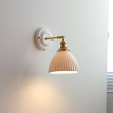 Vintage Japanese Ceramic & Brass 1-Light Wall Sconce Lamp