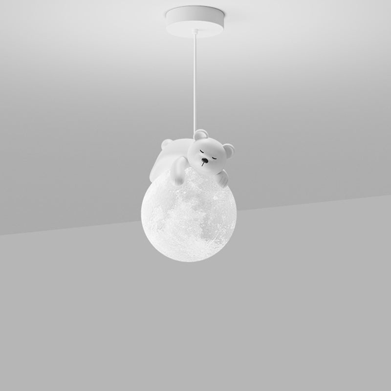 Modern Resin Rabbit Moon 1-Light Pendant Light for Kids' Rooms & Living Rooms