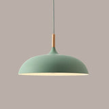 Modern Metal and Wood Dome Pendant Light — 1-Light, Wooden Top