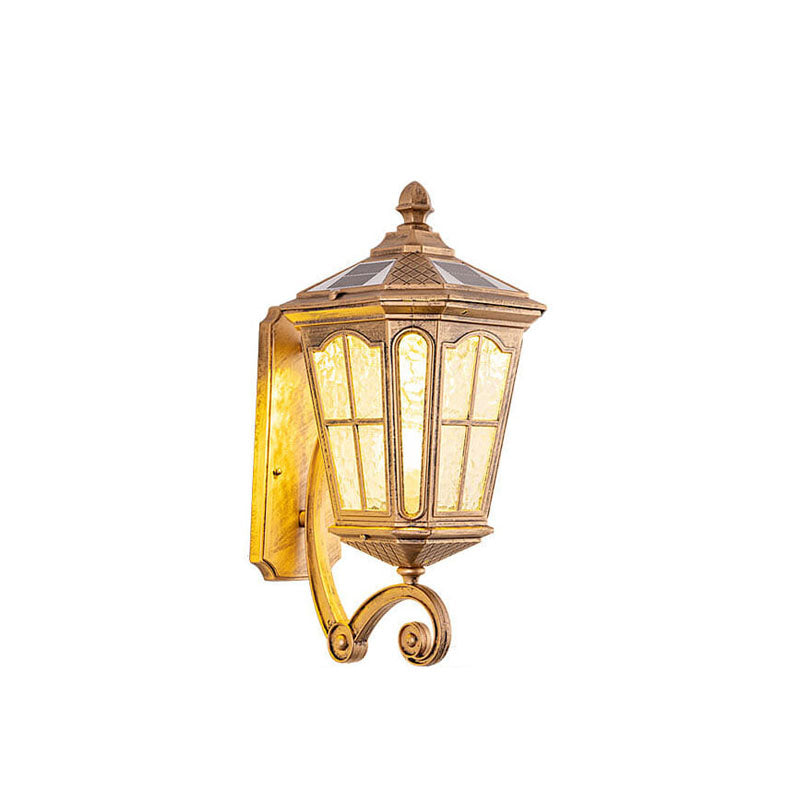 European-Style Solar Outdoor Lantern – Aluminum & Glass, Waterproof 1-Light Wall Sconce Lamp