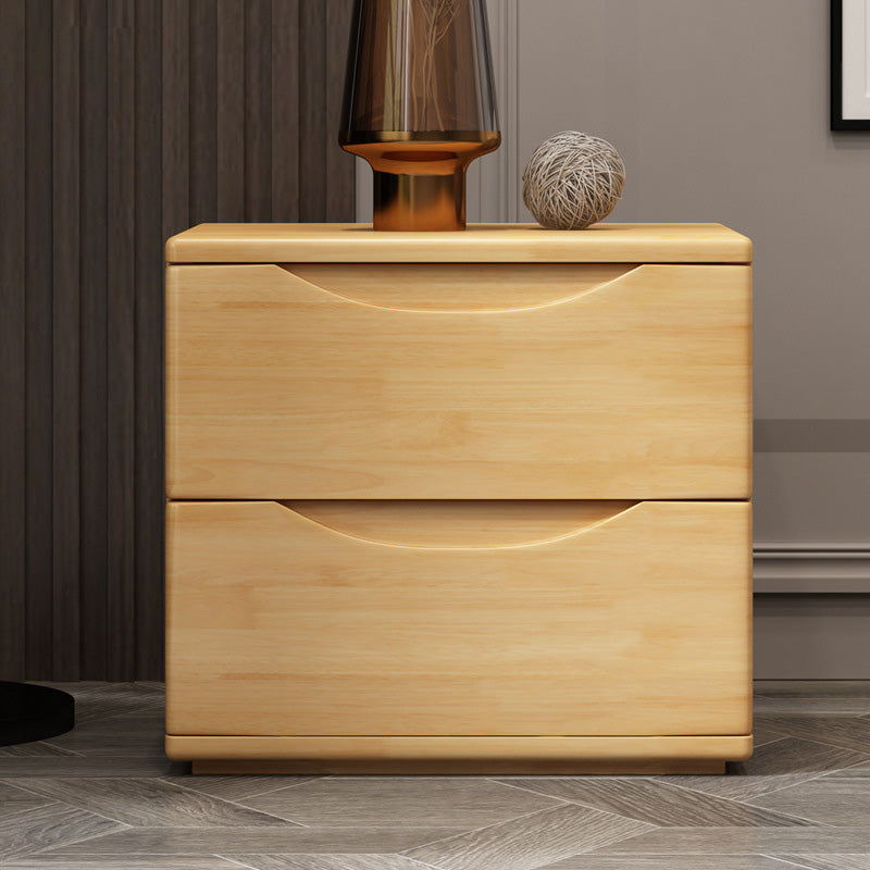 Traditional Japanese-Style Rectangular Nightstand with Rubber Wood & Metal – 2/3-Drawer Bedside Table