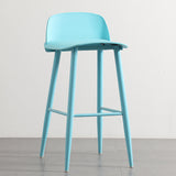 Sleek Modern Minimalist Rectangular Carbon Steel Bar Stool with Plastic Backrest for Dining Room