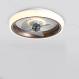 Nordic Minimalist Round LED Flush-Mount Ceiling Fan Light with Wood-Grain Acrylic Finish