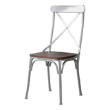 Contemporary Industrial PU Leather, Wood & Iron Dining Chair & Table Set with Square X-Back for Dining Room