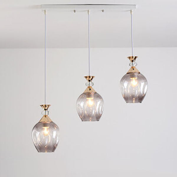 Nordic Gradient Glass Orb Three-Light Island Chandelier