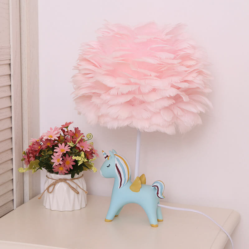 Modern Creative Unicorn Feather Kids Table Lamp – 1-Light