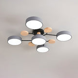 Contemporary Scandinavian LED Ceiling Light with Round Molecule Branch Design, Semi-Flush Mount for Living Room