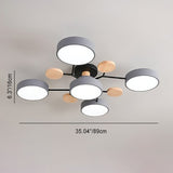 Contemporary Scandinavian LED Ceiling Light with Round Molecule Branch Design, Semi-Flush Mount for Living Room