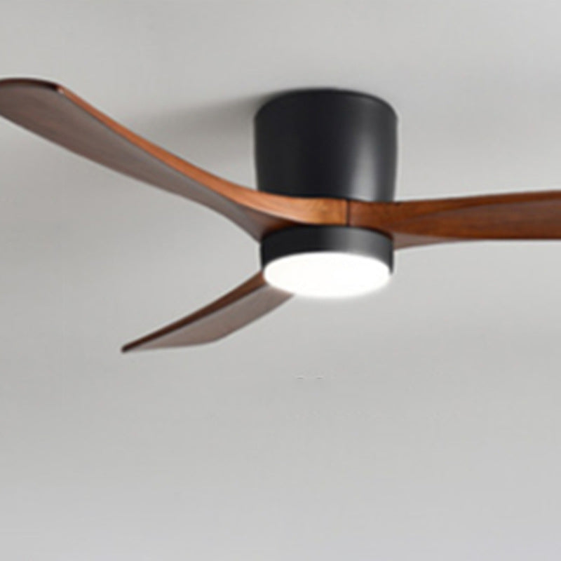 Contemporary Scandinavian Copper Wood Acrylic LED Ceiling Fan with Light – Semi-Flush Mount for Living Room
