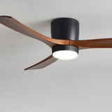 Contemporary Scandinavian Copper Wood Acrylic LED Ceiling Fan with Light – Semi-Flush Mount for Living Room