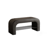 Modern Minimalist Long Rectangular Storage Bench with Lambswool PU Leather and Iron Frame – 1 Shelf, Ideal for Entryways