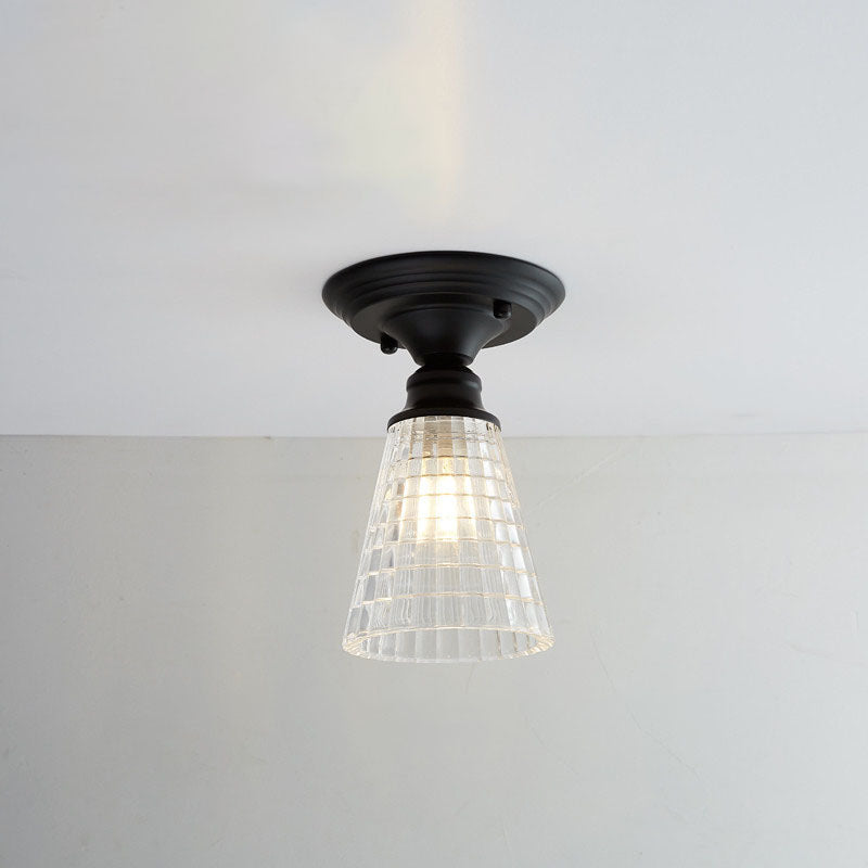 Chic Nordic Vintage Glass Floral Round Geometry 1-Light Semi-Flush Mount Ceiling Light