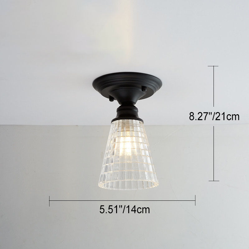 Chic Nordic Vintage Glass Floral Round Geometry 1-Light Semi-Flush Mount Ceiling Light