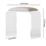 Chic Modern Minimalist Rectangular Acrylic Vanity Stool with Faux Leather for Bedroom