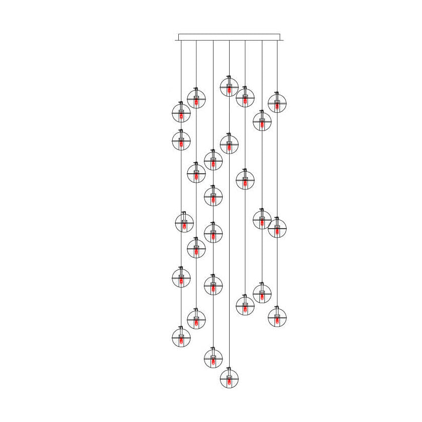 Luxurious Crystal Orb Staircase Chandelier with LED Ball Shade - Modern Loft Lighting
