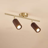 Nordic Minimalist Walnut Wood LED Track Spotlight — Linear Ceiling Light (1–4 Lights), Semi-Flush Mount