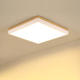 Nordic Solid Wood LED Flush-Mount Ceiling Light — Minimalist Square/Rectangular Design