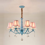 Elegant Modern Cone Iron Crystal Fabric Chandelier – 5/6/8-Light Options