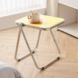 Sleek Contemporary Square End Table with Acrylic Metal Frame – Foldable for Living Room