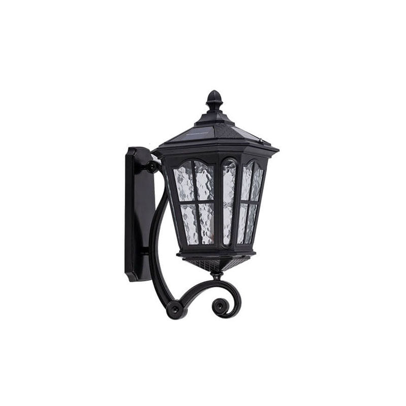 European-Style Solar Outdoor Lantern – Aluminum & Glass, Waterproof 1-Light Wall Sconce Lamp