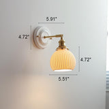 Vintage Japanese Ceramic & Brass 1-Light Wall Sconce Lamp