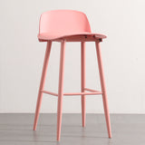 Sleek Modern Minimalist Rectangular Carbon Steel Bar Stool with Plastic Backrest for Dining Room