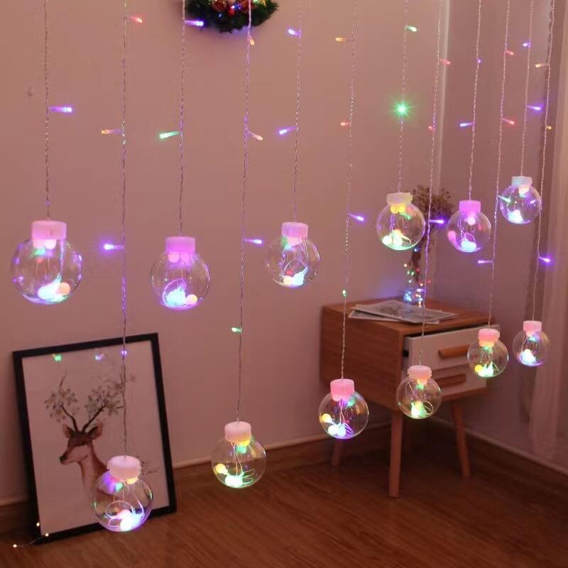 Solar-Powered LED Curtain Lights – Star & Moon Design, Outdoor Christmas String Lights for Patio, Garden and Camping