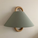Sleek Contemporary Solid Wood Pleated Semi-Circle 1-Light Wall Sconce Lamp