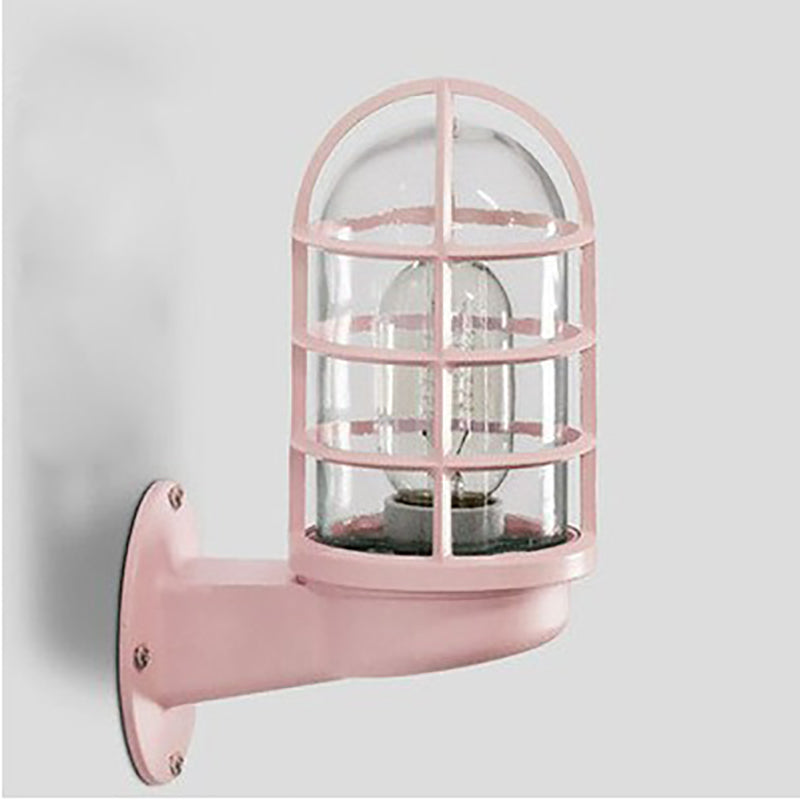 Sleek Contemporary Industrial Aluminum Round Cage 1-Light Waterproof Wall Sconce for Entryway
