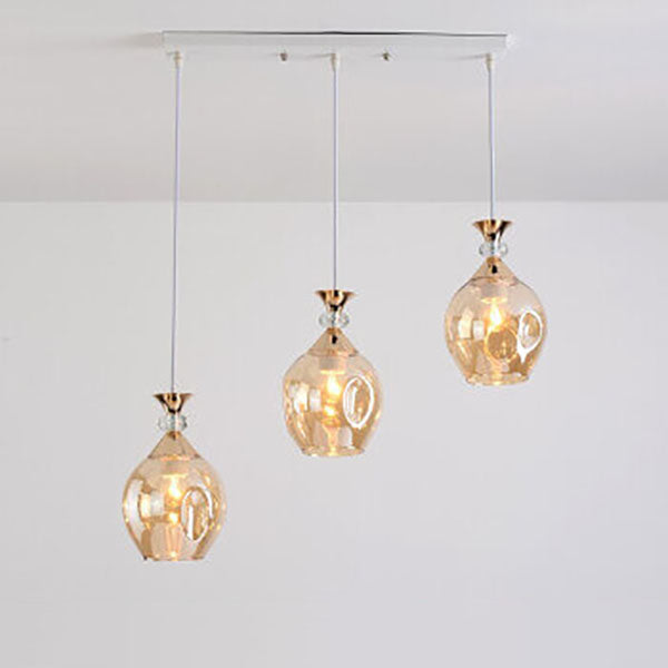 Nordic Gradient Glass Orb Chandelier - 3-Light Modern Pendant