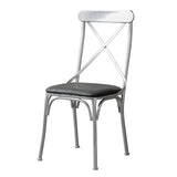 Contemporary Industrial PU Leather, Wood & Iron Dining Chair & Table Set with Square X-Back for Dining Room