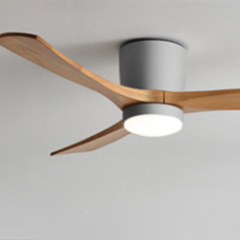 Contemporary Scandinavian Copper Wood Acrylic LED Ceiling Fan with Light – Semi-Flush Mount for Living Room