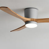 Contemporary Scandinavian Copper Wood Acrylic LED Ceiling Fan with Light – Semi-Flush Mount for Living Room
