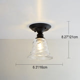Chic Nordic Vintage Glass Floral Round Geometry 1-Light Semi-Flush Mount Ceiling Light