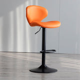 Contemporary Curved PU Leather Liftable Swivel Bar Stool with Backrest and Footrest for Dining Room
