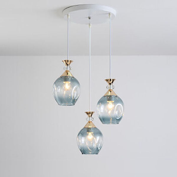 Nordic Gradient Glass Orb Three-Light Island Chandelier