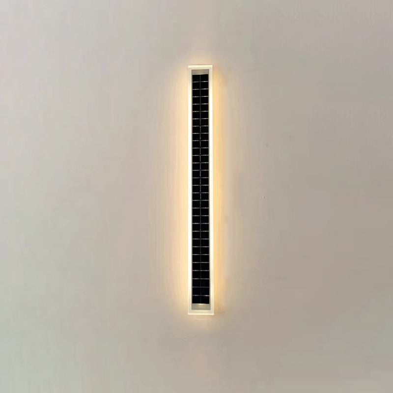 Sleek Minimalist Outdoor Solar LED Rectangular Strip Wall Sconce Lamp - Waterproof Patio Lighting