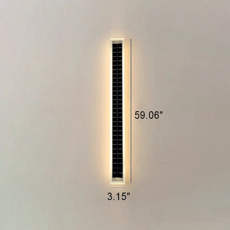 Sleek Minimalist Outdoor Solar LED Rectangular Strip Wall Sconce Lamp - Waterproof Patio Lighting