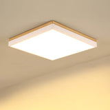 Nordic Solid Wood LED Flush-Mount Ceiling Light — Minimalist Square/Rectangular Design
