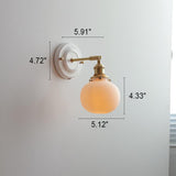 Vintage Japanese Ceramic & Brass 1-Light Wall Sconce Lamp