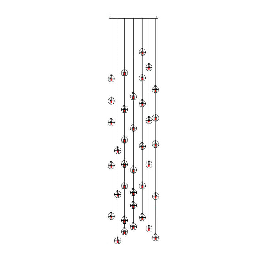 Luxurious Crystal Orb Staircase Chandelier with LED Ball Shade - Modern Loft Lighting