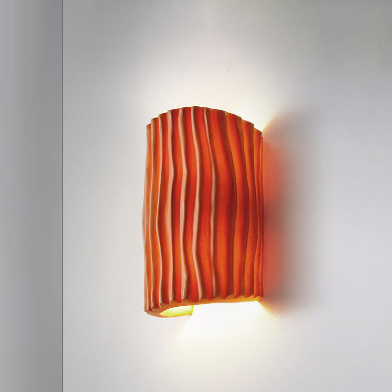 Nordic-Inspired Resin-Striped Half-Cylinder 2-Light Wall Sconce Lamp