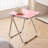 Sleek Contemporary Square End Table with Acrylic Metal Frame – Foldable for Living Room