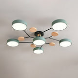 Contemporary Scandinavian LED Ceiling Light with Round Molecule Branch Design, Semi-Flush Mount for Living Room