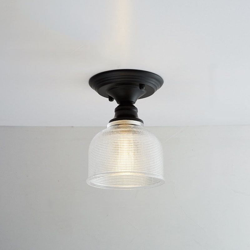 Chic Nordic Vintage Glass Floral Round Geometry 1-Light Semi-Flush Mount Ceiling Light