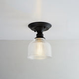 Chic Nordic Vintage Glass Floral Round Geometry 1-Light Semi-Flush Mount Ceiling Light