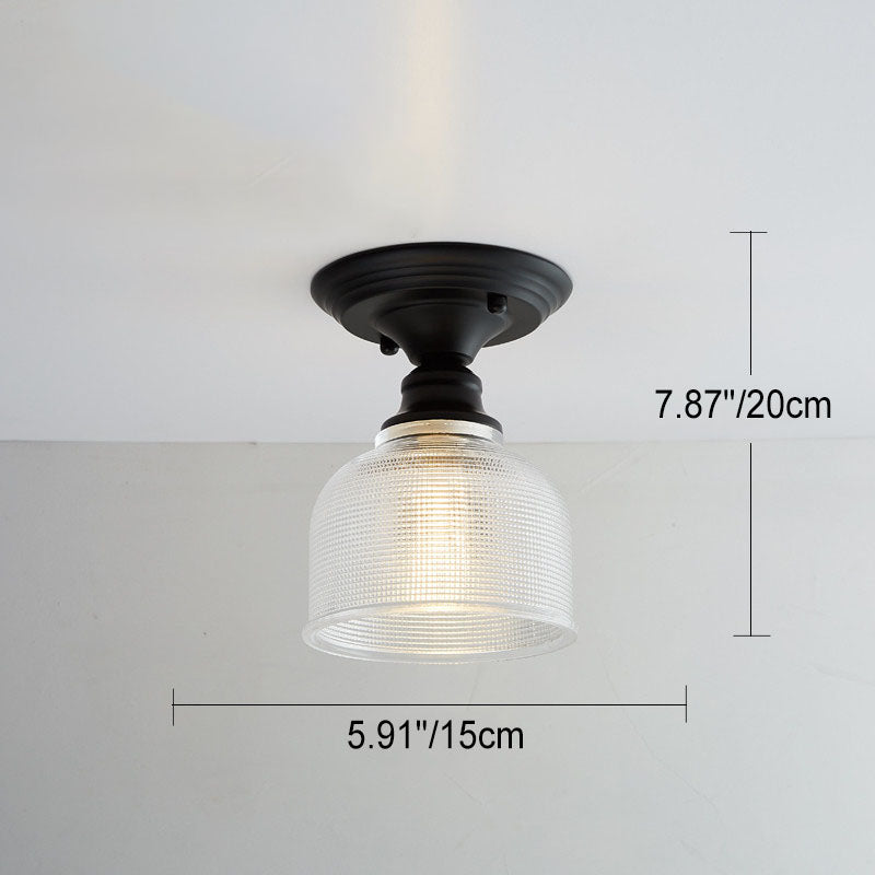 Chic Nordic Vintage Glass Floral Round Geometry 1-Light Semi-Flush Mount Ceiling Light