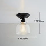 Chic Nordic Vintage Glass Floral Round Geometry 1-Light Semi-Flush Mount Ceiling Light