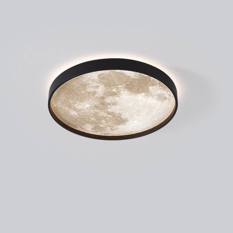 Nordic Moon Round LED Flush Mount Ceiling Light — Creative Minimalist Design with Soft Ambient Glow